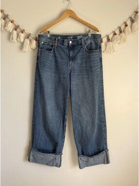 J. Crew Cuffed Lower Rise Wide Leg Jean Med Wash Cotton Baggy Casual 2025 Sz 31